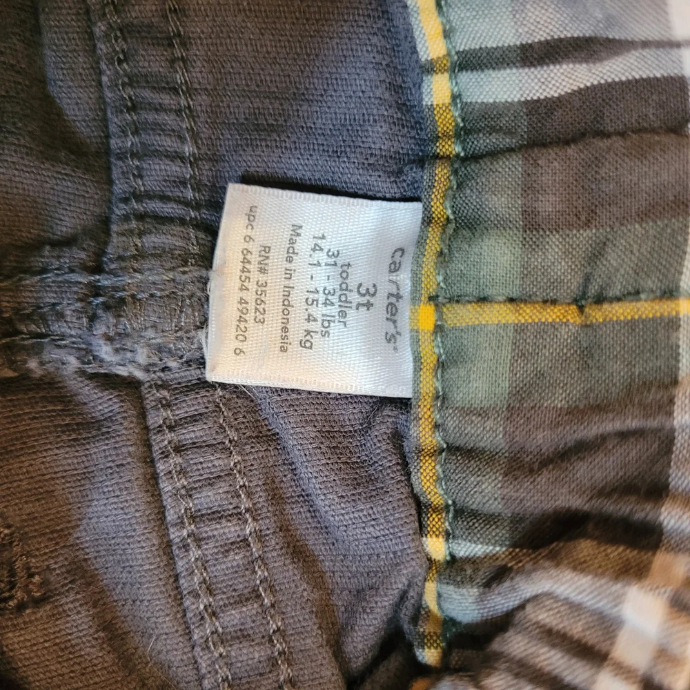 Carter's Gray/Blue Courderoy Pants Adjustable Waist Sz 3T